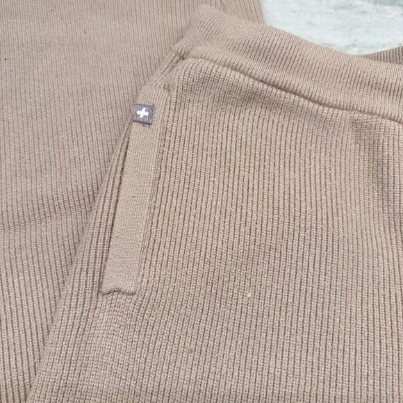Figs Womens Ribbed Knit Lounge Pants Taupe Size Large Drawstring Pockets - Picture 3 of 8